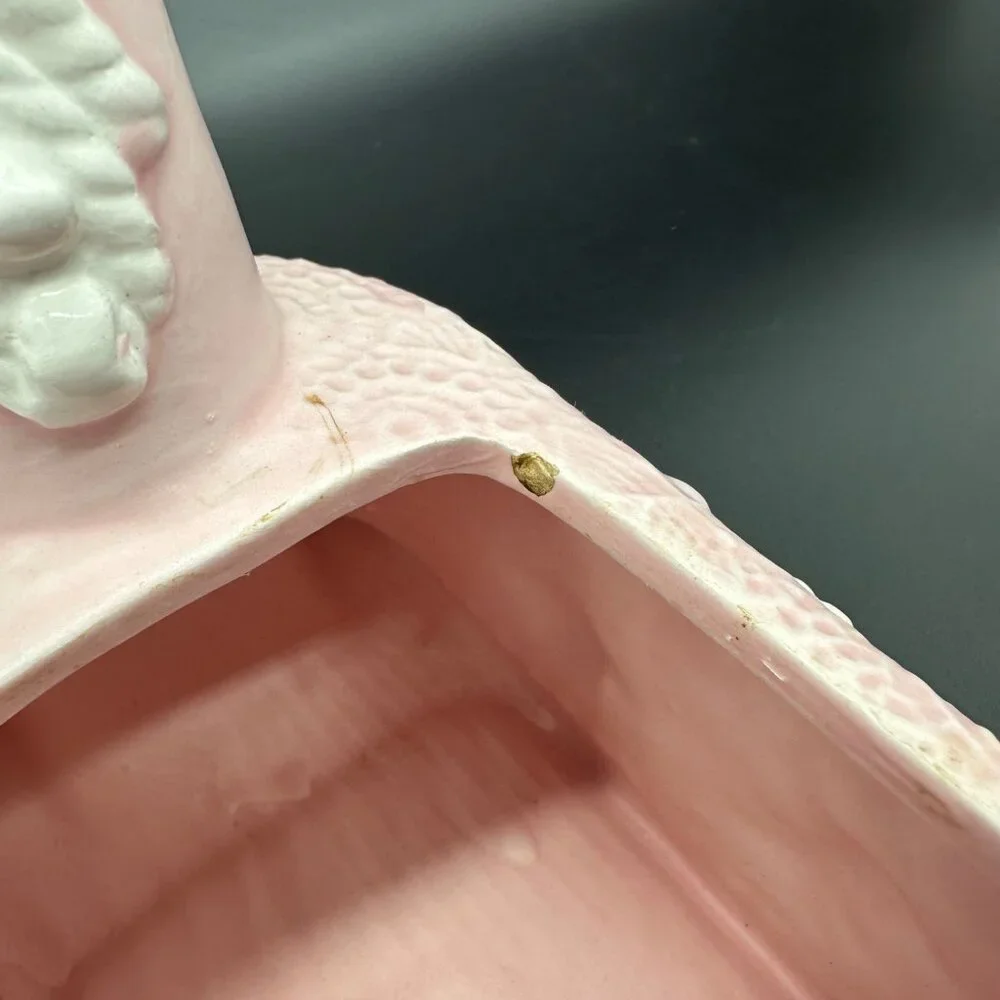 Vintage Baby Rocking Horse Planter Pink Kitsch Napco Taiwan Catch All Storage - Picture 11 of 12